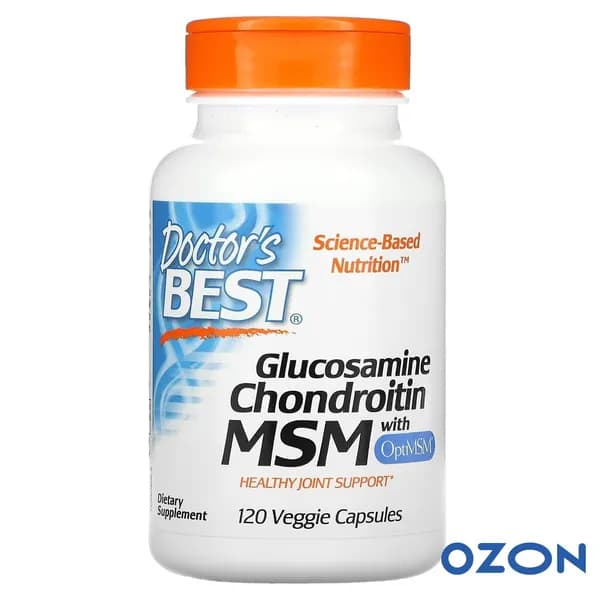 Глюкозамин хондроитин MSM, для суставов и связок Doctor's Best Glucosamine Chondroitin MSM, 120 капсул
