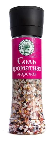 Волшебное Дерево соль Морская Ароматная пищевая, в большой мельнице, содержит минералы и микроэлементы, а так же ароматные специи, 350 г.
