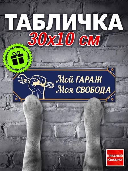 Табличка на дверь прикольная, "Мой гараж Моя свобода", 30х10 см