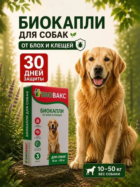 БиоВакс био-капли на холку для собак антипаразитарные 3 пипетки