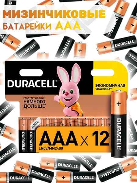 Комплект батареек ААА (мизинчиковые) - 12 шт, LR03