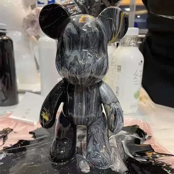 Набор для творчества мишка с красками Bearbrick fluid art 23 см(Белый, желтый, черный)