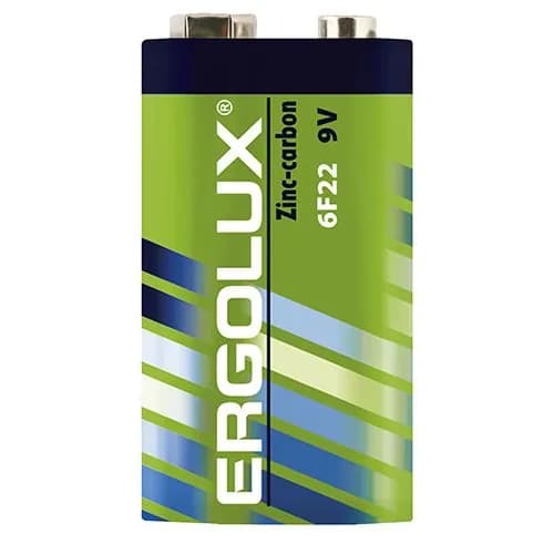 Батарейка крона 9v / Ergolux / солевая 6F22, 1 шт.