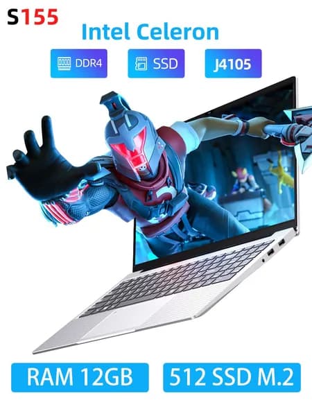 BYONE Ноутбук 15.6", Intel Celeron J4105, RAM 12 ГБ, SSD 512 ГБ, Intel UHD Graphics 600, Windows Home, (S155), Русская раскладка