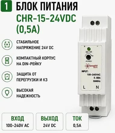 Блок питания CHR-15-24VDC (0,5А)