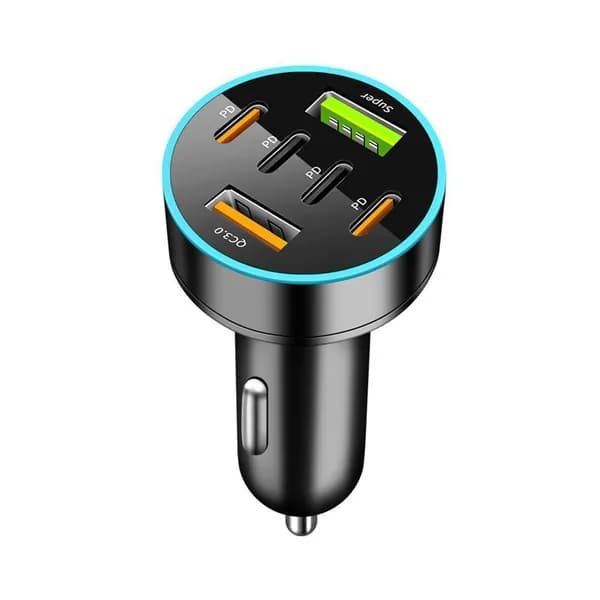 (Комплект)Автомобильное зарядное устройство с Шесть портами, 6USB-4USB 2Type C PD с цифровым дисплеем