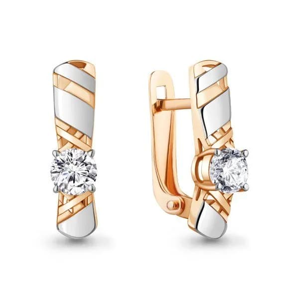 Серьги из позолоченного серебра 925 пробы с фианитами / 9*4 мм