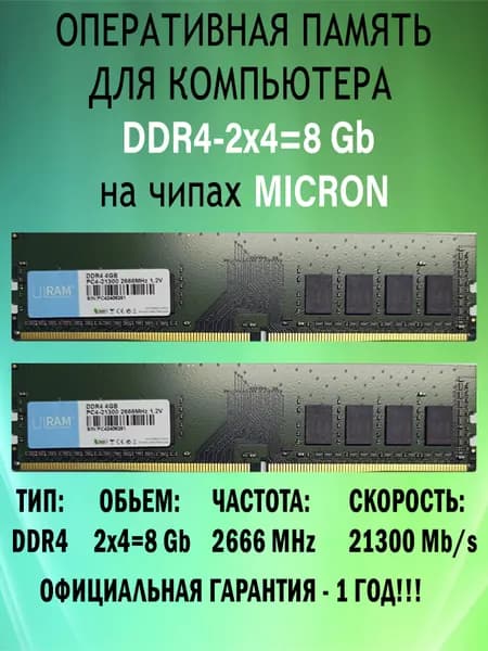 Оперативная память для компьютера DDR4, 2666 МГц, 2 x 4 ГБ (4244xxxx)