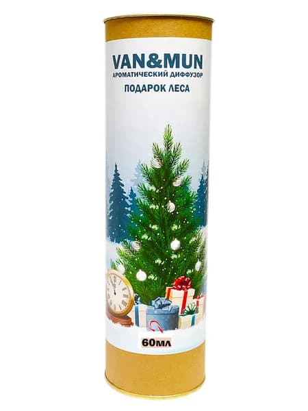Ароматический диффузор "VAN&MUN" Подарок леса 60мл с фибровыми палочками в комплекте.