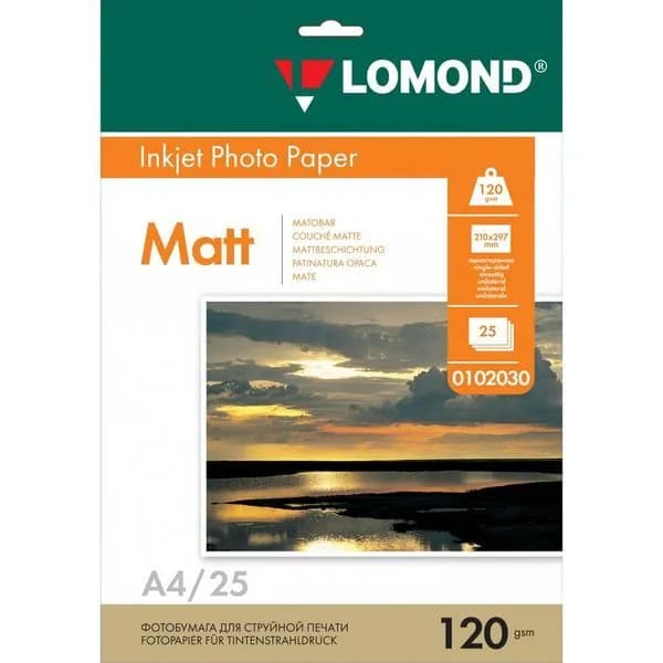 Фотобумага Lomond A4 матовая, односторонняя, 120 г/м2, 25 листов 0102030