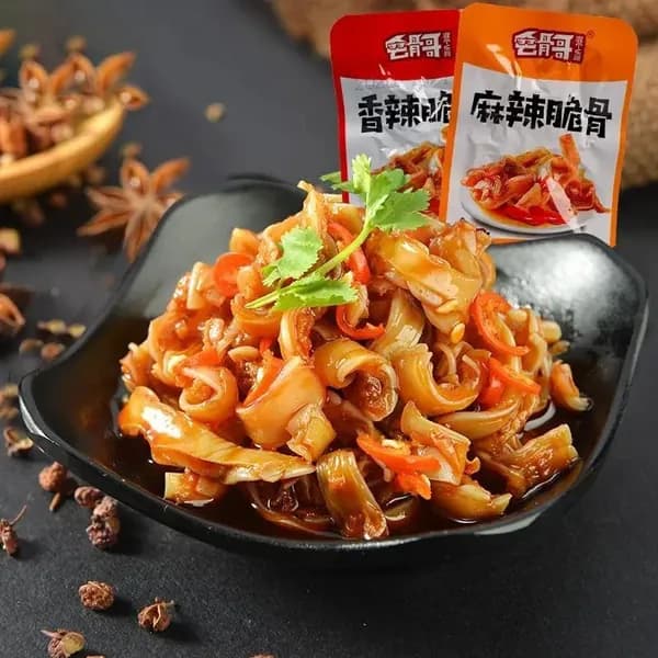 Закуска, хрустящие свиные хрящики с пряным вкусом, острые, варёные, набор ассорти
