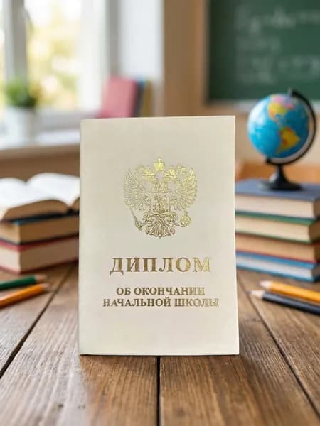 Диплом/свидетельство об окончании начальной школы 1 шт. A6 для выклейки распечатки сделанной на принтере