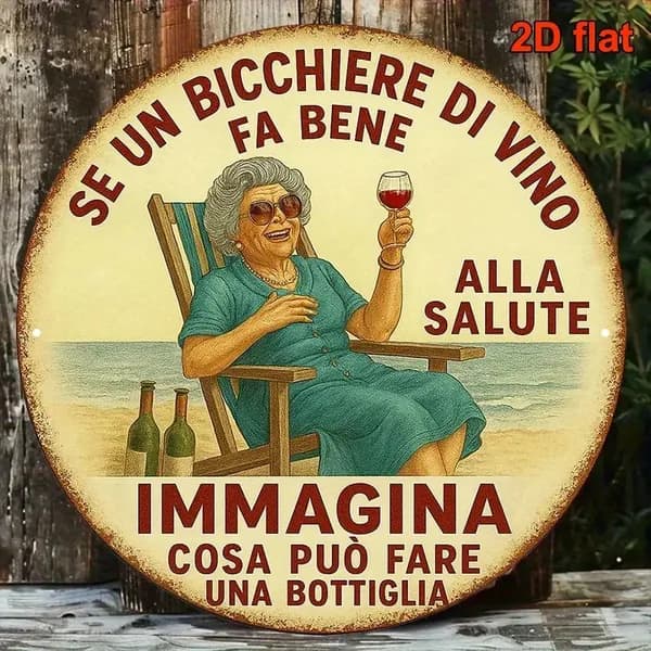 2D-табличка, итальянская надпись "Red Wine Healthy", ретро-декор для стен из металла для кухни, бара, паба.