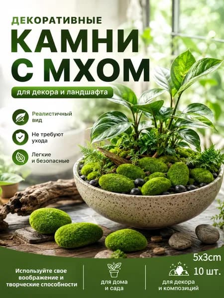 Стабилизированный мох 5 см 10 шт светло-зеленый