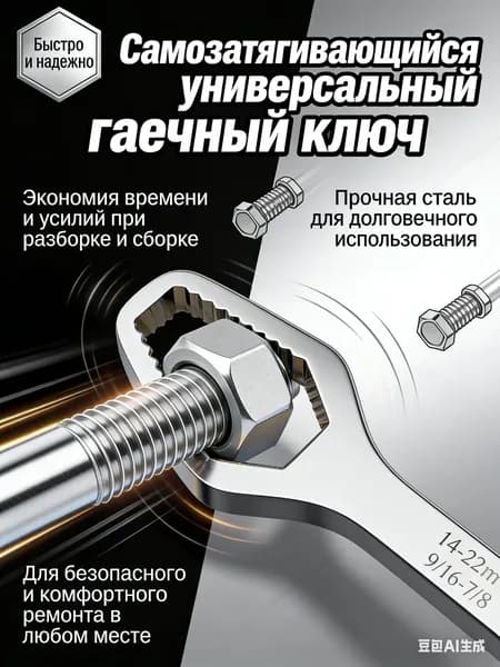 Ключ гаечный универсальный двухсторонний, многофункциональный инструмент для болтов и гаек, заменяет набор рожковых ключей