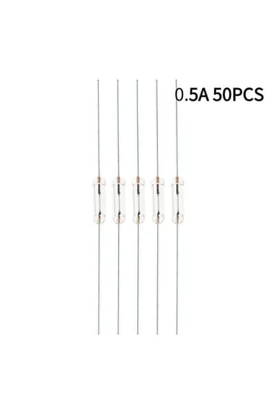 50PCS 3 * 10мм 0.5A 250V аксиальный быстрый стеклянный предохранитель с свинцовой проволокой 3x10