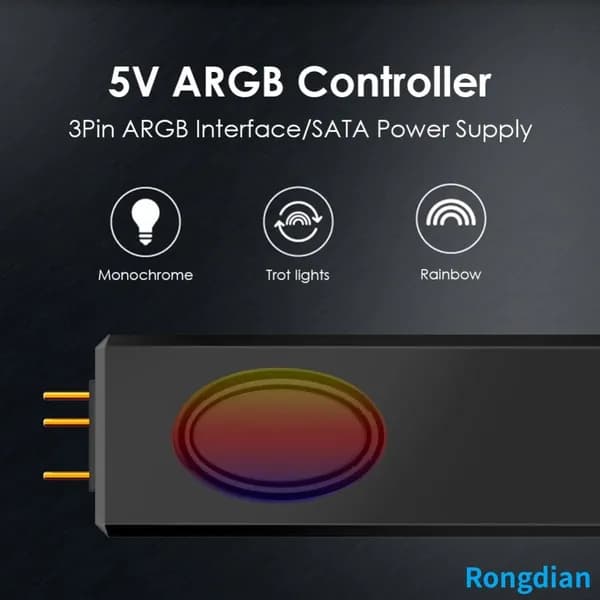 Контроллер ARGB 5 В с пультом ДУ, разъёмами SATA и 3-pin