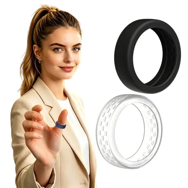 Чехол силиконовый для кольца Oura Ring 5, комплект из 3 штук, размер S, чёрный, небесно-голубой, прозрачный