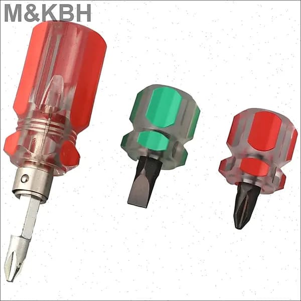 3шт Короткая Отвертка с плоской головкой/Крестовиной/Сменная Отвертка 2 в 1