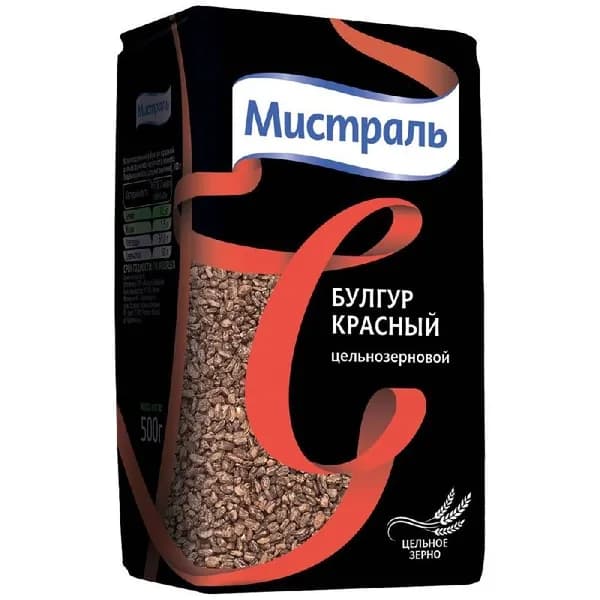 Крупа МИСТРАЛЬ пшеничная Булгур красный цельнозерновой /пакет/ 500г