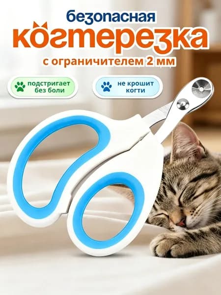 Голубая когтерезка с ограничителем, качественные ножницы для кошачьих когтей