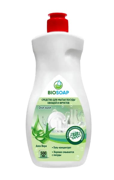 Средство для мытья посуды, овощей и фруктов BioSoap АиС Алоэ Вера 500мл (9141305)