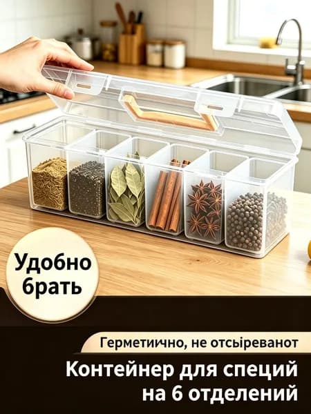 Контейнер для специй с разделителями, 600 мл, 1 шт