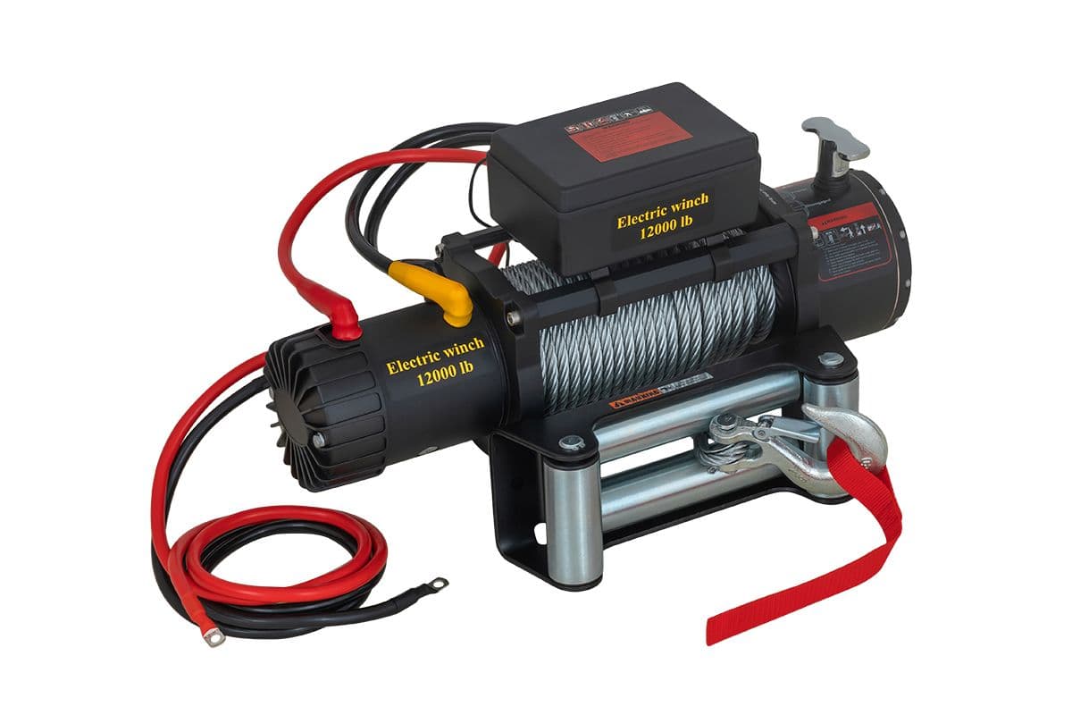 Лебедка Electric Winch 12V 12000 lbs 5443 кг, стальной трос 9,1 мм/24 м