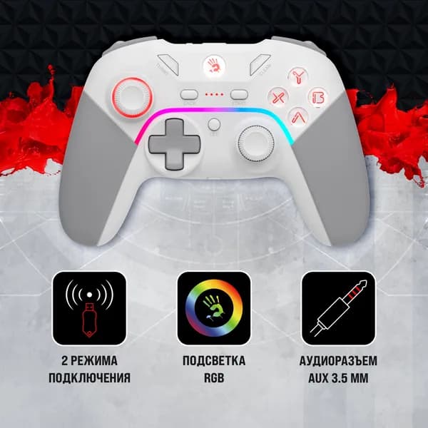 Геймпад A4Tech Bloody GPW70 Sports белый USB Беспроводной виброотдача обратная связь (GPW70 SPORTS White)