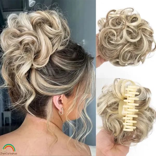 вьющиеся кусочки волос в стиле шиньон 15cm парик
