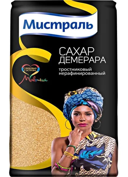 Сахар тростниковый МИСТРАЛЬ Демерара нерафинированный, 900 г