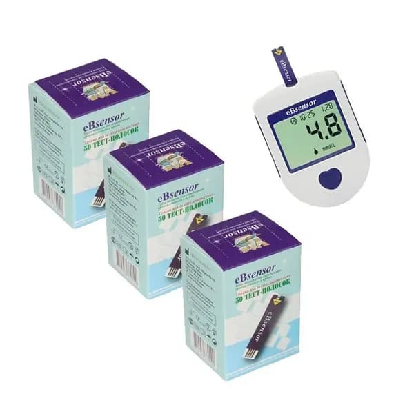 Тест-полоски Ебсенсор (eBsensor) №50 - 3 упаковки + глюкометр (без комплектации)