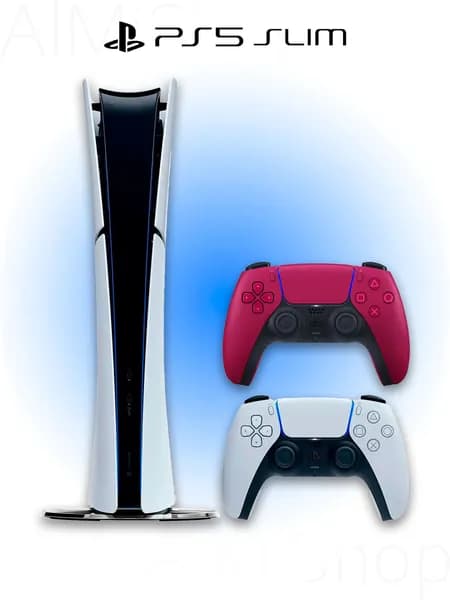 Игровая приставка Sony PlayStation 5 Slim Digital (БЕЗ ДИСКОВОДА) + 2 геймпад (красный, Cosmic Red)