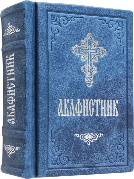 Акафистник. Акафисты, чтомые в болезнях, скорбях и особых нуждах. Подарочный, кожаный переплет, тиснение