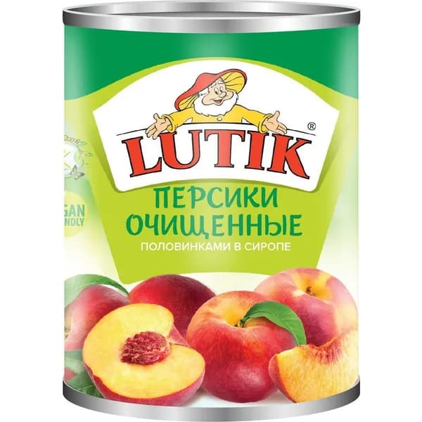 Персики Lutik половинки очищенные в сиропе 425 мл