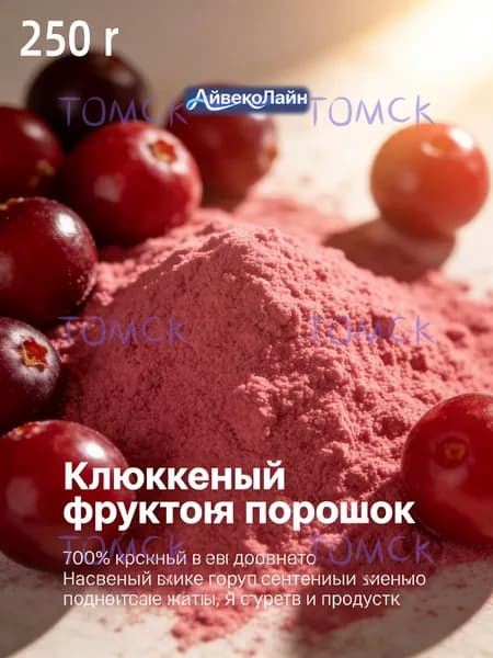 250r Клюквенный фруктовый порошок/100% натуральный, без добавок/Подходит для напитков, йогуртов, десертов и друг