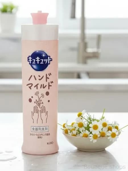 Средство для мытья посуды KAO CuCute Мягкие руки Hand Mild Chamomile, с ароматом ромашки, 210 мл.