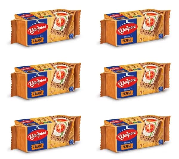 Щедрые Хлебцы хрустящие ржаные, 100 гр, 6 уп/