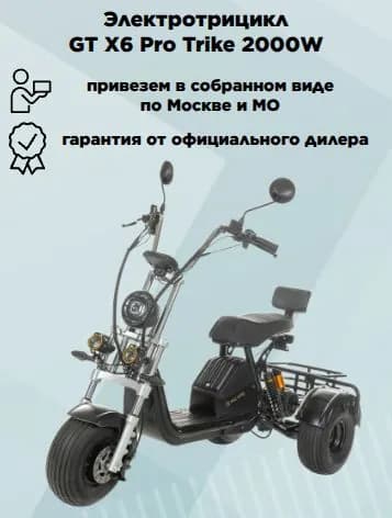 Электротрицикл GT X6 Pro Trike, 2000W, черный, в сборе