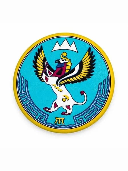 Магнит 58 мм Герб Республики Алтай, закатной, металлический