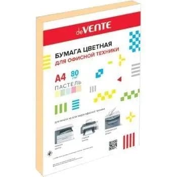Бумага для принтера A4 deVENTE, цветная пастельный оранжевый, 100 листов, 80 г/м2, в полипропиленовом пакете с клейким клапаном