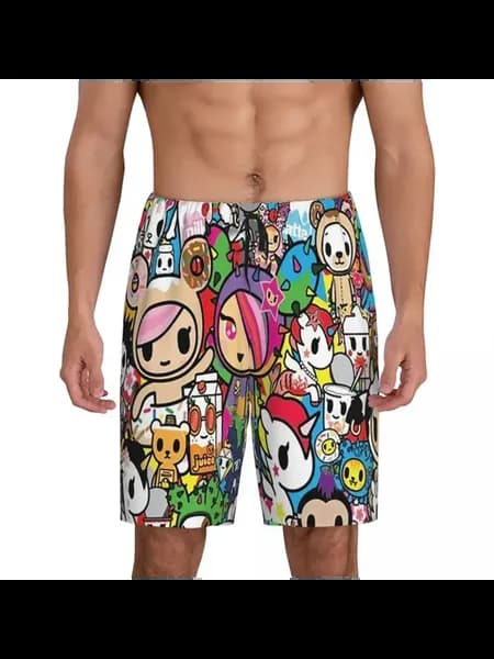 Мужские пижамные шорты Custom Tokidoki Kawaii Donutella Sand