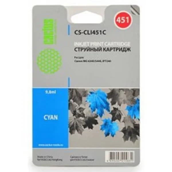 Cactus расходные материалы CLI - 451C Картридж струйный CS - CLI451C голубой для Canon MG 6340 5440 IP7240 10,2ml