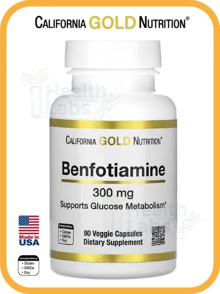 California Gold Nutrition, Бенфотиамин, 300 мг, 90 вегетарианских капсул