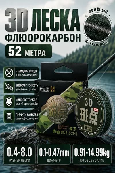 Монофильная леска для рыбалки, размотка: 50 м