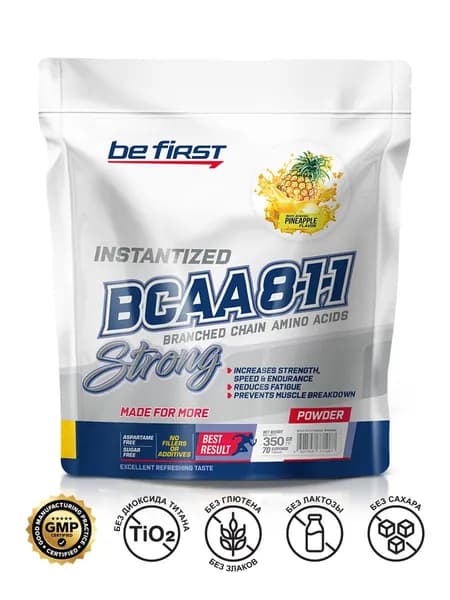 Незаменимые аминокислоты комплекс БЦАА в порошке Be First BCAA 8:1:1 Instantized Powder 350 гр, ананас / BCAA 8:1:1 спортивное питание для мужчин и женщин l-лейцин, l-изолейцин, l-валин