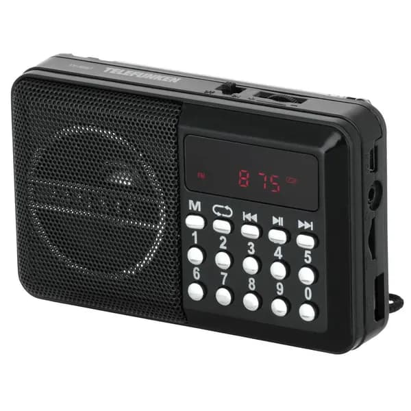 Радиоприемник карманный цифровой TF-1667 черный, 3 Вт, FM, MP3/USB/microSD/3.5 мм, антенна, аккум.