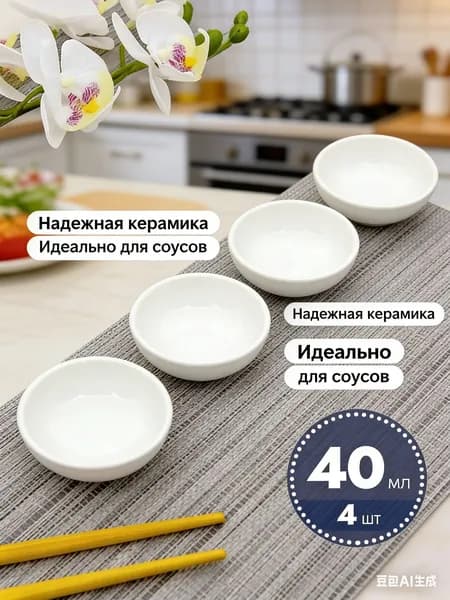 Креманка 7 см 40 мл керамика 4 шт цвет белый