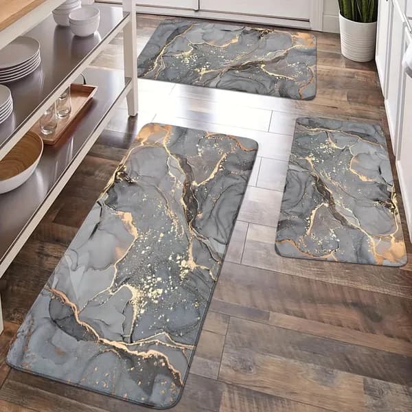 Коврик для кухни 40x60 см 1 мм 3d-эффект серый металлик