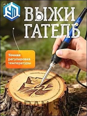 Выжигатель по дереву с набором насадок, прибор с регулировкой мощности для творчества и ремесла